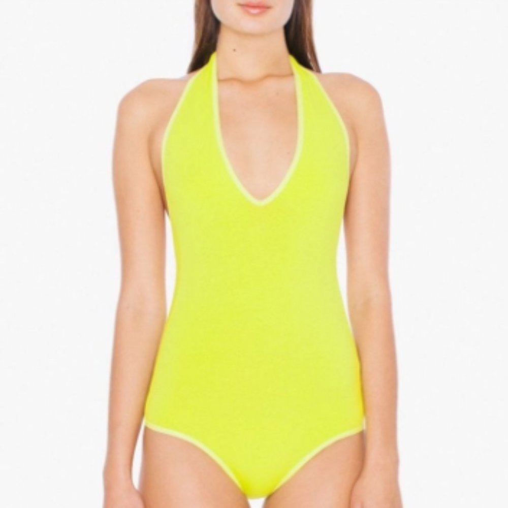 American Apparel Neon Yellow Halter Bodysuit